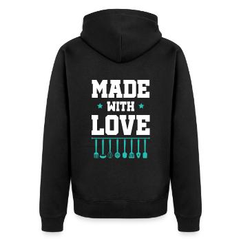 Baking Love - Unisex Premium Organic Zip Hoodie - black - Back - Nico (187cm)