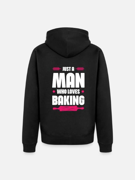 Man loves baking - Unisex Premium Organic Zip Hoodie - black