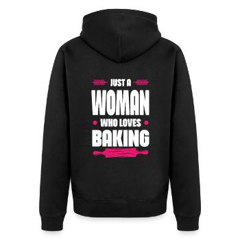 Woman loves baking - Unisex Premium Organic Zip Hoodie - black - Back - Nico (187cm)
