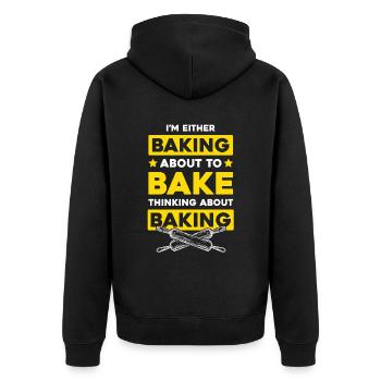 backen bäcker - Unisex Premium Bio Zip Hoodie - Schwarz - Hinten - Nico (187cm)