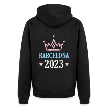 Barcelona 2023 - Unisex Premium Organic Zip Hoodie - black - Back - Nico (187cm)