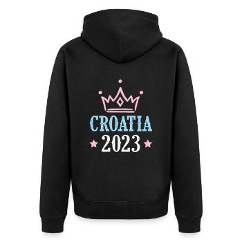 Croatia 2023 - Unisex Premium Organic Zip Hoodie - black - Back - Nico (187cm)