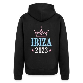 Ibiza 2023 - Unisex Premium Bio Zip Hoodie - Schwarz - Hinten - Nico (187cm)