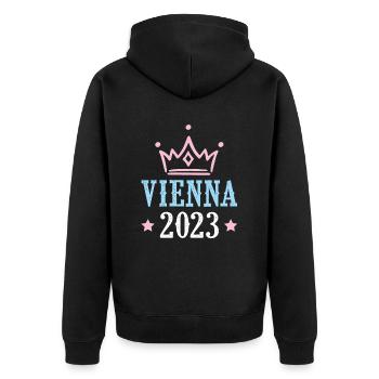 Vienna 2023 Wien - Unisex Premium Organic Zip Hoodie - black - Back - Nico (187cm)