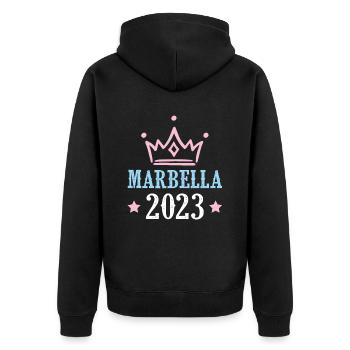 Marbella 2023 - Veste à capuche bio Premium Unisexe - noir - Dos - Nico (187cm)
