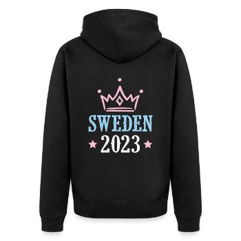 Suède 2023 - Veste à capuche bio Premium Unisexe - noir - Dos - Nico (187cm)