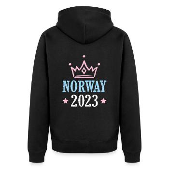 Norwegen 2023 - Unisex Premium Bio Zip Hoodie - Schwarz - Hinten - Nico (187cm)