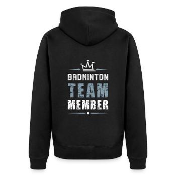 Badminton Team - Unisex Premium Bio Zip Hoodie - Schwarz - Hinten - Nico (187cm)