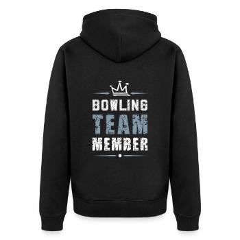 Bowling Team - Unisex Premium Bio Zip Hoodie - Schwarz - Hinten - Nico (187cm)