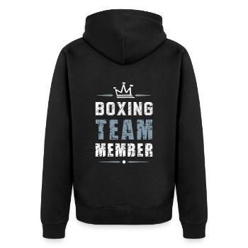 Boxing Team - Unisex Premium Bio Zip Hoodie - Schwarz - Hinten - Nico (187cm)