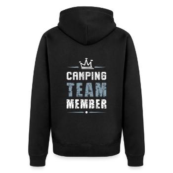 Camping Team - Unisex Premium Bio Zip Hoodie - Schwarz - Hinten - Nico (187cm)