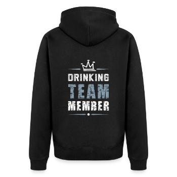 Drinking Team - Unisex Premium Bio Zip Hoodie - Schwarz - Hinten - Nico (187cm)