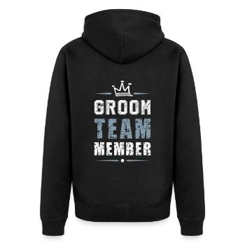 Groom Team - Unisex Premium Bio Zip Hoodie - Schwarz - Hinten - Nico (187cm)