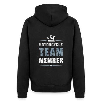 Motorcycle Team - Unisex Premium Organic Zip Hoodie - black - Back - Nico (187cm)