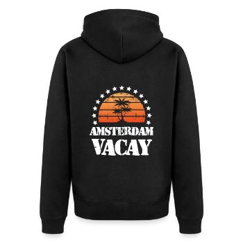 Amsterdam Holidays - Unisex Premium Organic Zip Hoodie - black - Back - Nico (187cm)