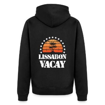 Lisbon Holidays - Unisex Premium Organic Zip Hoodie - black - Back - Nico (187cm)