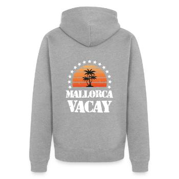 Mallorca Urlaub - Unisex Premium Bio Zip Hoodie - Grau meliert - Hinten - Nico (187cm)