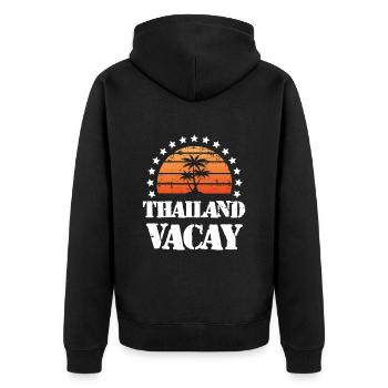 Thailand Urlaub - Unisex Premium Bio Zip Hoodie - Schwarz - Hinten - Nico (187cm)