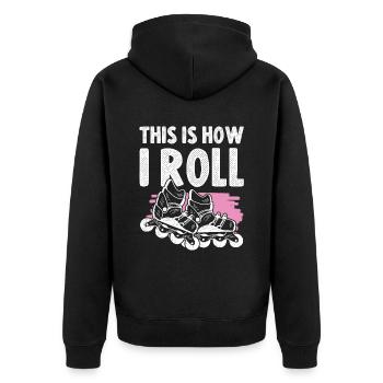 skater inline - Unisex Premium Bio Zip Hoodie - Schwarz - Hinten - Nico (187cm)