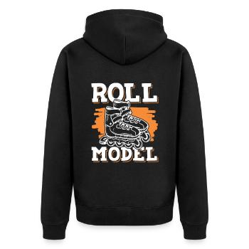 roll skaten - Unisex Premium Bio Zip Hoodie - Schwarz - Hinten - Nico (187cm)