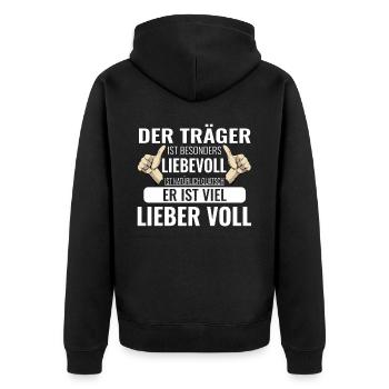 Liebevoll Lieber Voll Party Fun - Unisex Premium Bio Zip Hoodie - Schwarz - Hinten - Nico (187cm)