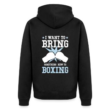 Boxing Boxes - Unisex Premium Organic Zip Hoodie - black - Back - Nico (187cm)