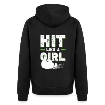 Boxer Girl - Veste à capuche bio Premium Unisexe - noir - Dos - Nico (187cm)
