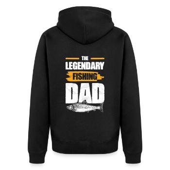 Fishing Papa - Unisex Premium Organic Zip Hoodie - black - Back - Nico (187cm)