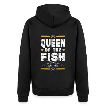 Fisher Queen - Unisex Premium Organic Zip Hoodie - black - Back - Nico (187cm)