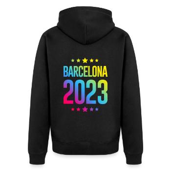 Barcelone 2023 - Veste à capuche bio Premium Unisexe - noir - Dos - Nico (187cm)