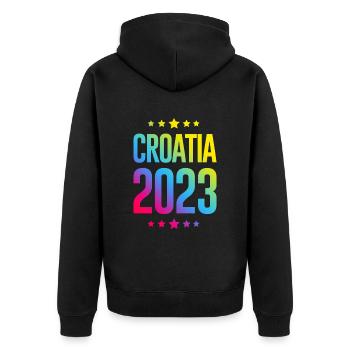 Croatia 2023 - Unisex Premium Organic Zip Hoodie - black - Back - Nico (187cm)