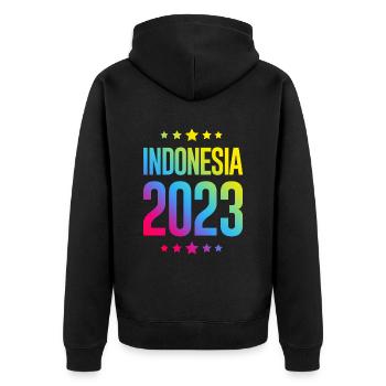 Indonesia 2023 - Unisex Premium Bio Zip Hoodie - Schwarz - Hinten - Nico (187cm)