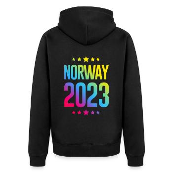 Norwegen 2023 - Unisex Premium Bio Zip Hoodie - Schwarz - Hinten - Nico (187cm)