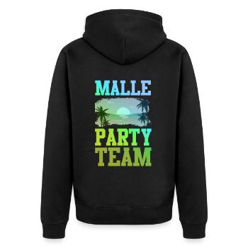 Malle Party Team - Unisex Premium Bio Zip Hoodie - Schwarz - Hinten - Nico (187cm)