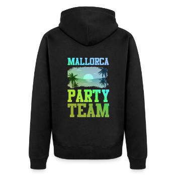 Mallorca Party Team - Unisex Premium Bio Zip Hoodie - Schwarz - Hinten - Nico (187cm)