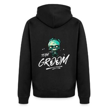 Team Groom Wedding Skeleton - Unisex Premium Organic Zip Hoodie - black - Back - Nico (187cm)