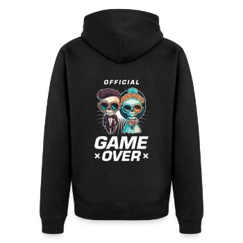 Hochzeitspaar Game Over Brautpaar Jga - Unisex Premium Bio Zip Hoodie - Schwarz - Hinten - Nico (187cm)