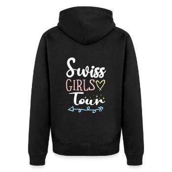 Tour de Suisse pour les filles - Veste à capuche bio Premium Unisexe - noir - Dos - Nico (187cm)