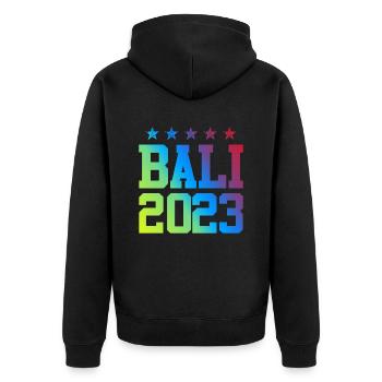 Bali 2023 - Unisex Premium Bio Zip Hoodie - Schwarz - Hinten - Nico (187cm)