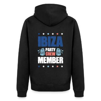 Ibiza Party Crew - Unisex Premium Organic Zip Hoodie - black - Back - Nico (187cm)