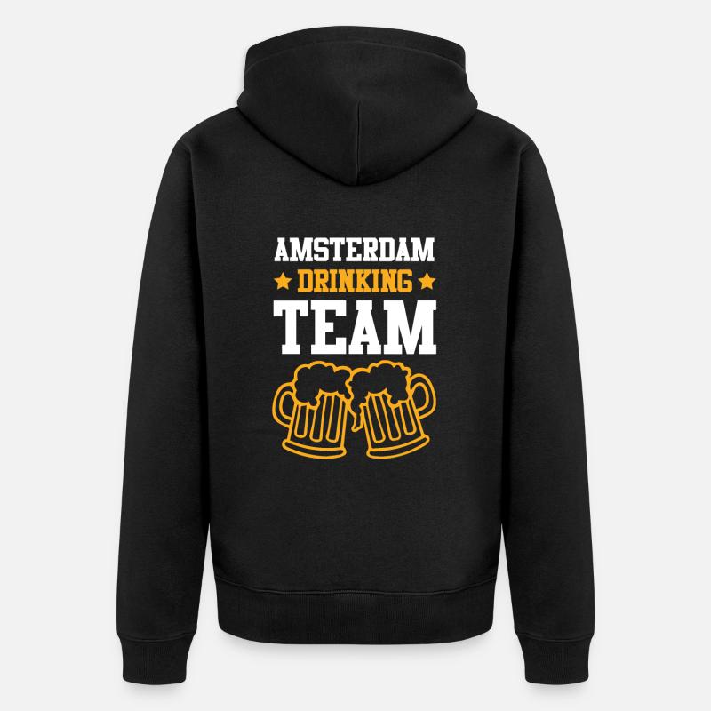 Amsterdam Drinking Team - Unisex Premium Bio Zip Hoodie - Schwarz