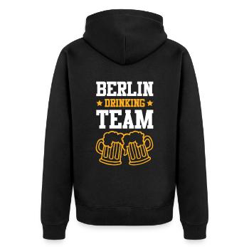 Berlin Drinking Team - Unisex Premium Organic Zip Hoodie - black - Back - Nico (187cm)