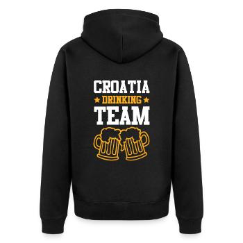Croatia Drinking Team - Unisex Premium Organic Zip Hoodie - black - Back - Nico (187cm)