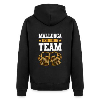 Mallorca Drinking Team - Unisex Premium Bio Zip Hoodie - Schwarz - Hinten - Nico (187cm)
