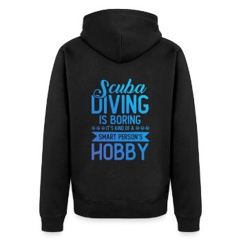 tauchen hobby scuba diving - Unisex Premium Bio Zip Hoodie - Schwarz - Hinten - Nico (187cm)