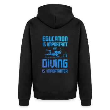 ausbildung tauchen - Unisex Premium Bio Zip Hoodie - Schwarz - Hinten - Nico (187cm)