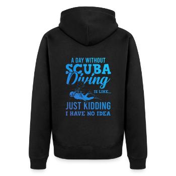 Tauchen scuba diving - Unisex Premium Bio Zip Hoodie - Schwarz - Hinten - Nico (187cm)