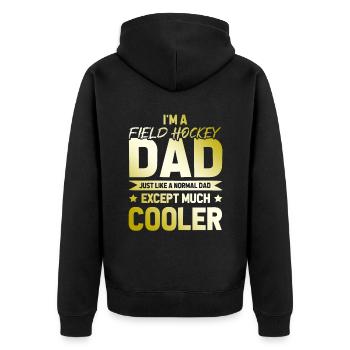 Feldhockey Dad - Unisex Premium Bio Zip Hoodie - Schwarz - Hinten - Nico (187cm)