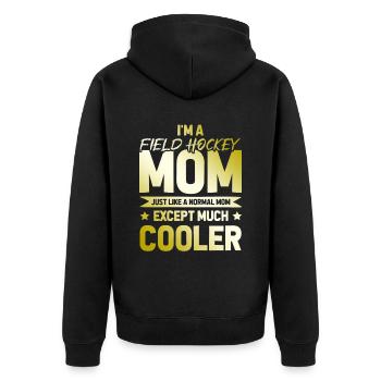 Feldhockey Mom - Unisex Premium Bio Zip Hoodie - Schwarz - Hinten - Nico (187cm)