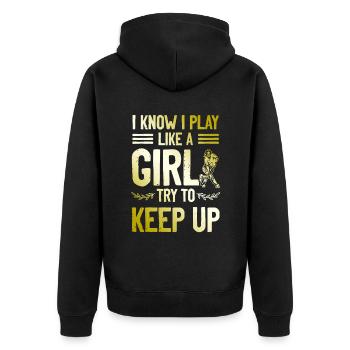 Fille de hockey sur gazon - Veste à capuche bio Premium Unisexe - noir - Dos - Nico (187cm)